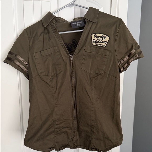 Harley-Davidson Tops - Harley-Davidson Military Green Zip-Up Top